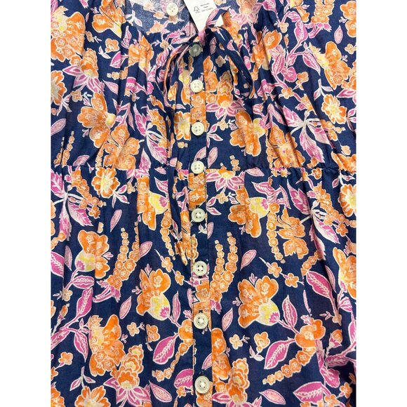 J. Crew Voile Beach Painted Block Print Floral Button Front Tiered Dress XS NWT - Picture 8 of 8